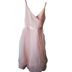 Pale Pink Tulle Cross Front Dress